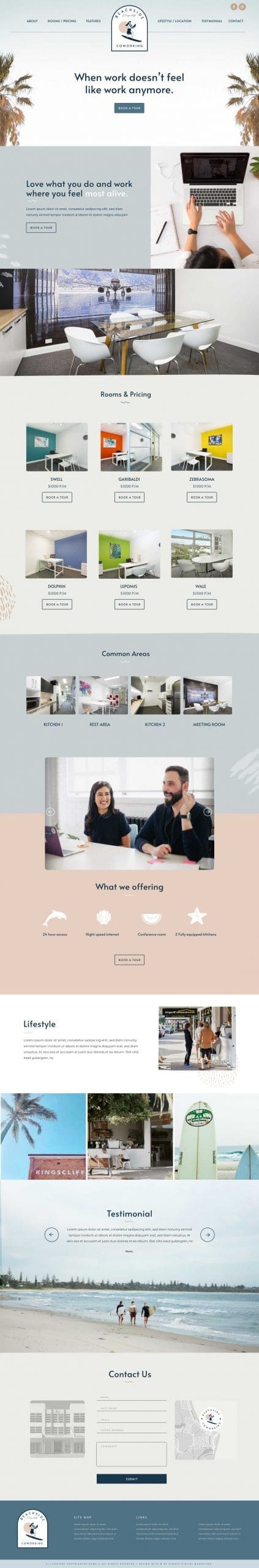 Beachside Coworking Website Design